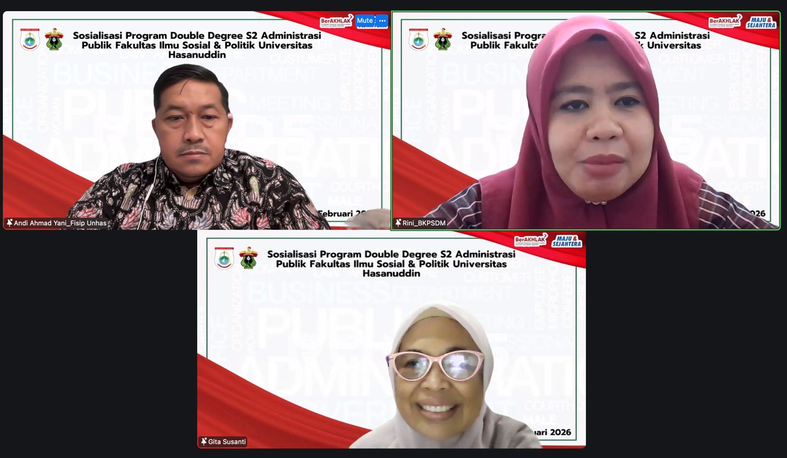 foto saat zoom membahas MAP Unhas Sosialisasikan Program Double Degree kepada ASN Pemprov Sulawesi Barat